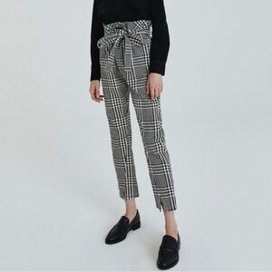 NEW AG Gerren Cotton Paperb Waist Pants Pixel Plaid Houndstooth print